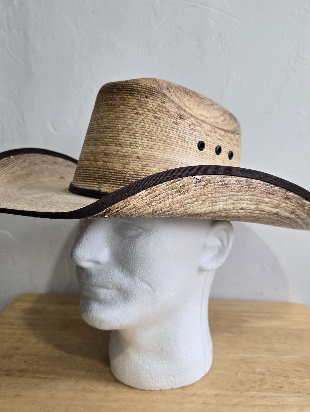 Atwood Palm Leaf Straw Cowboy Hat "Firecracker" Size 7 Long Oval 4X Western